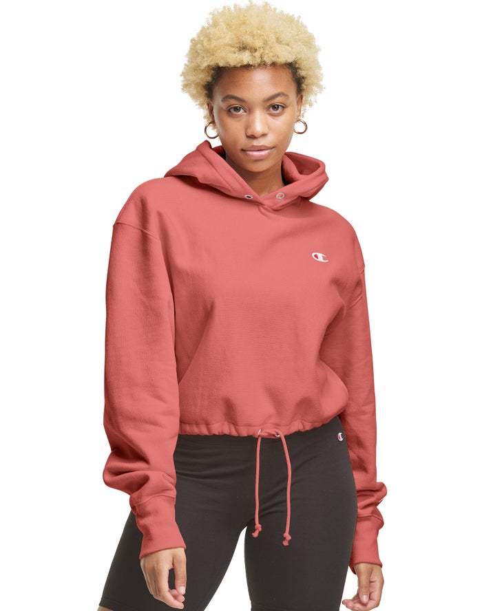 Champion Reverse Weave Cinch Bottom Hoodie Dames - Koraal - Belgie 8529OCHMV